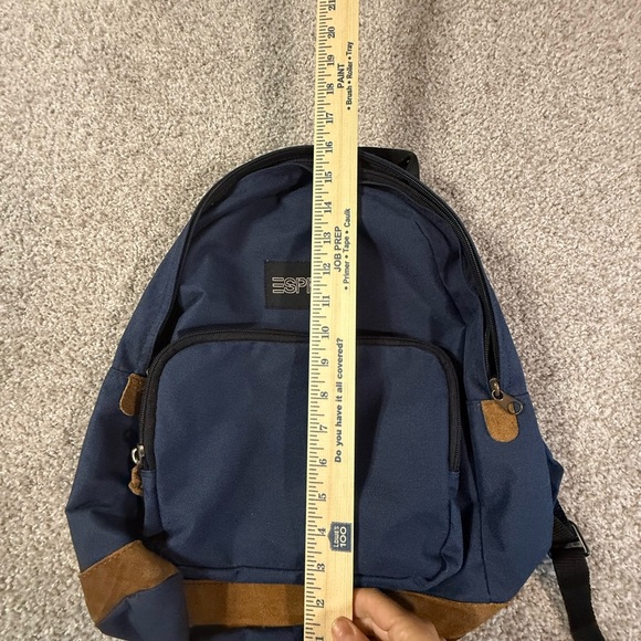 Ultra Rare 90’s Esprit Navy Blue Canvas & Leather Backpack – Like New - Picture 8 of 9
